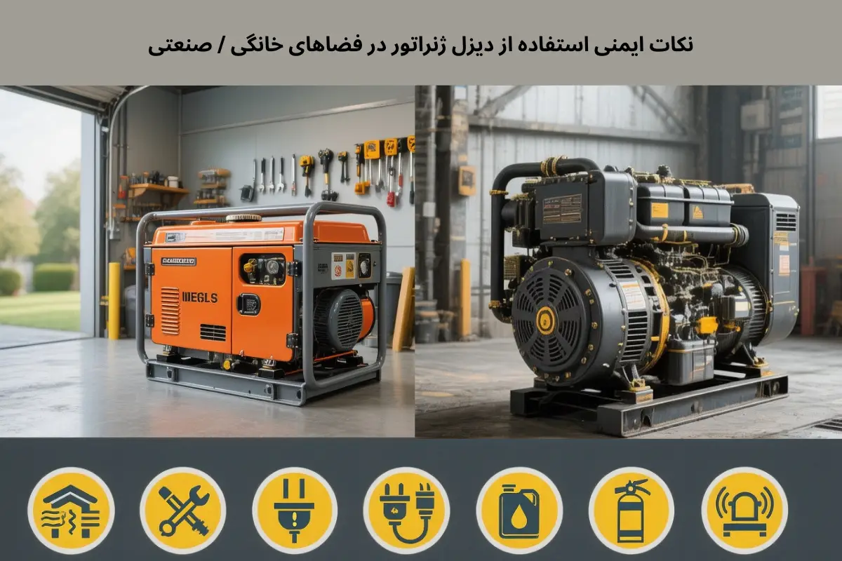 نکات ایمنی استفاده از دیزل ژنراتور در فضاهای خانگی / صنعتی | مجله رخشا دیزل آسیا