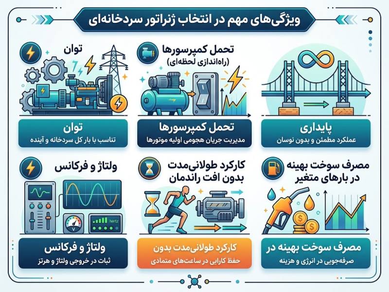 ویژگیهای مهم در انتخاب ژنراتور سردخانهای