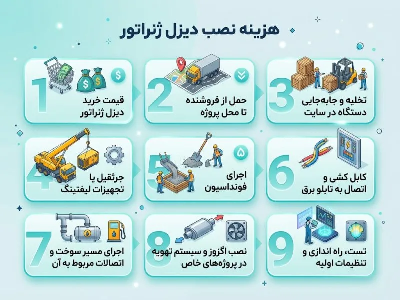 مهم‌ترین هزینه‌های نصب دیزل ژنراتور